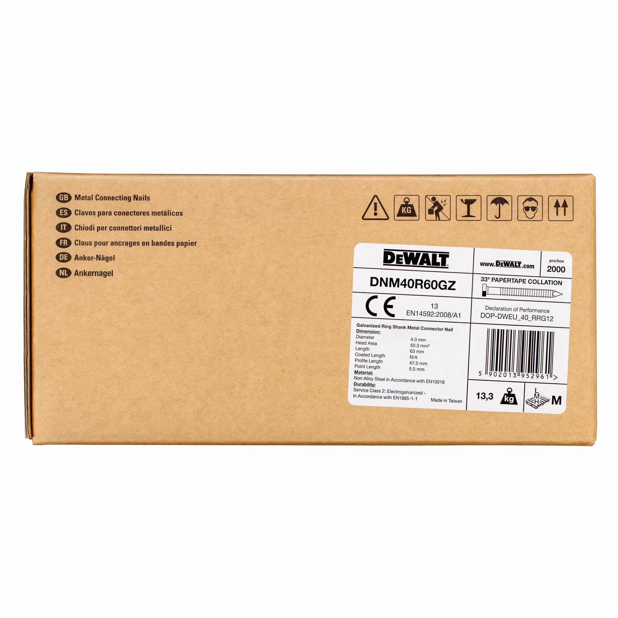 Pointes en bande papier 34° pour sabot de charpente crantées 4,04 x 60 mm