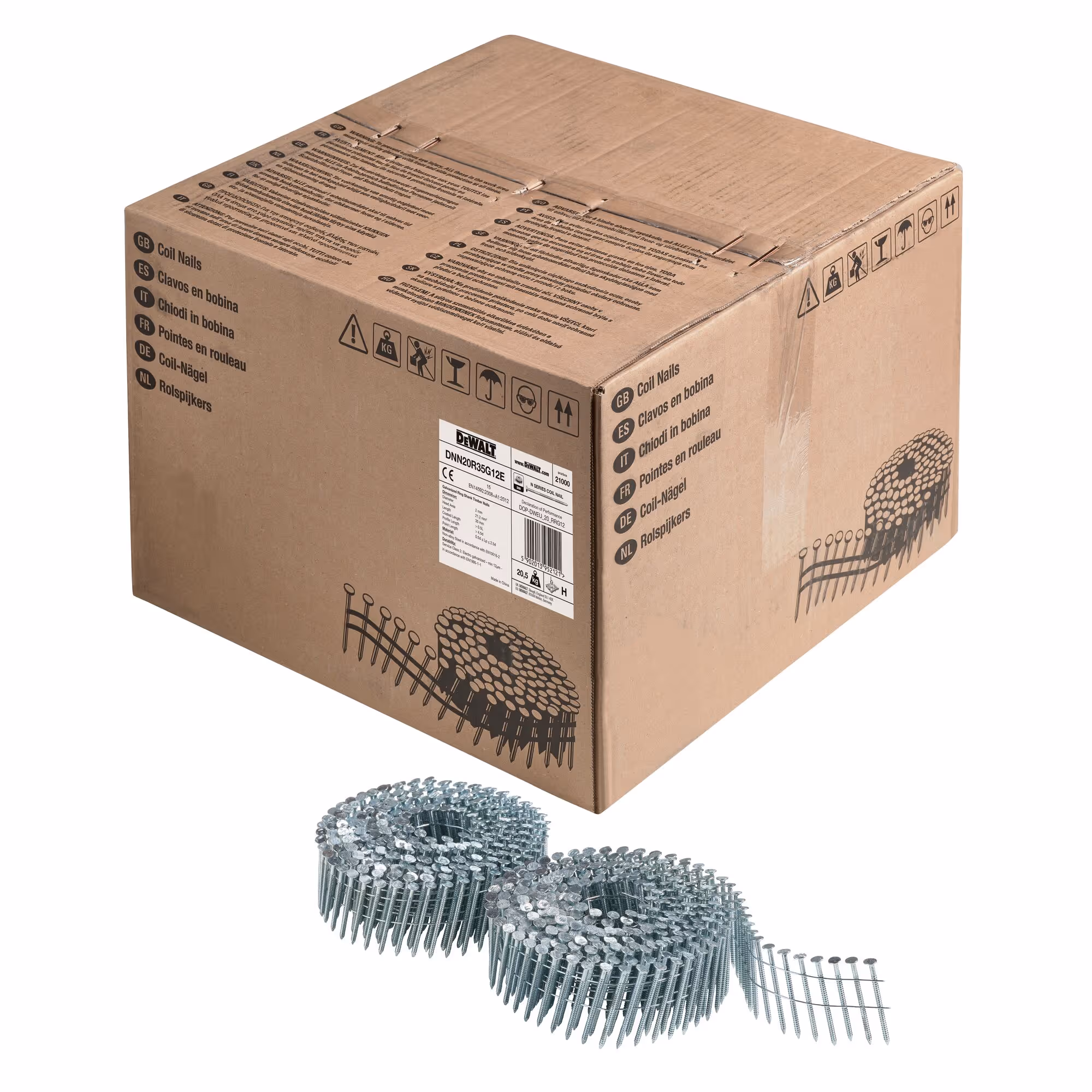 Pointes en rouleau crantées électro-zinguées 2,03 x 35 mm