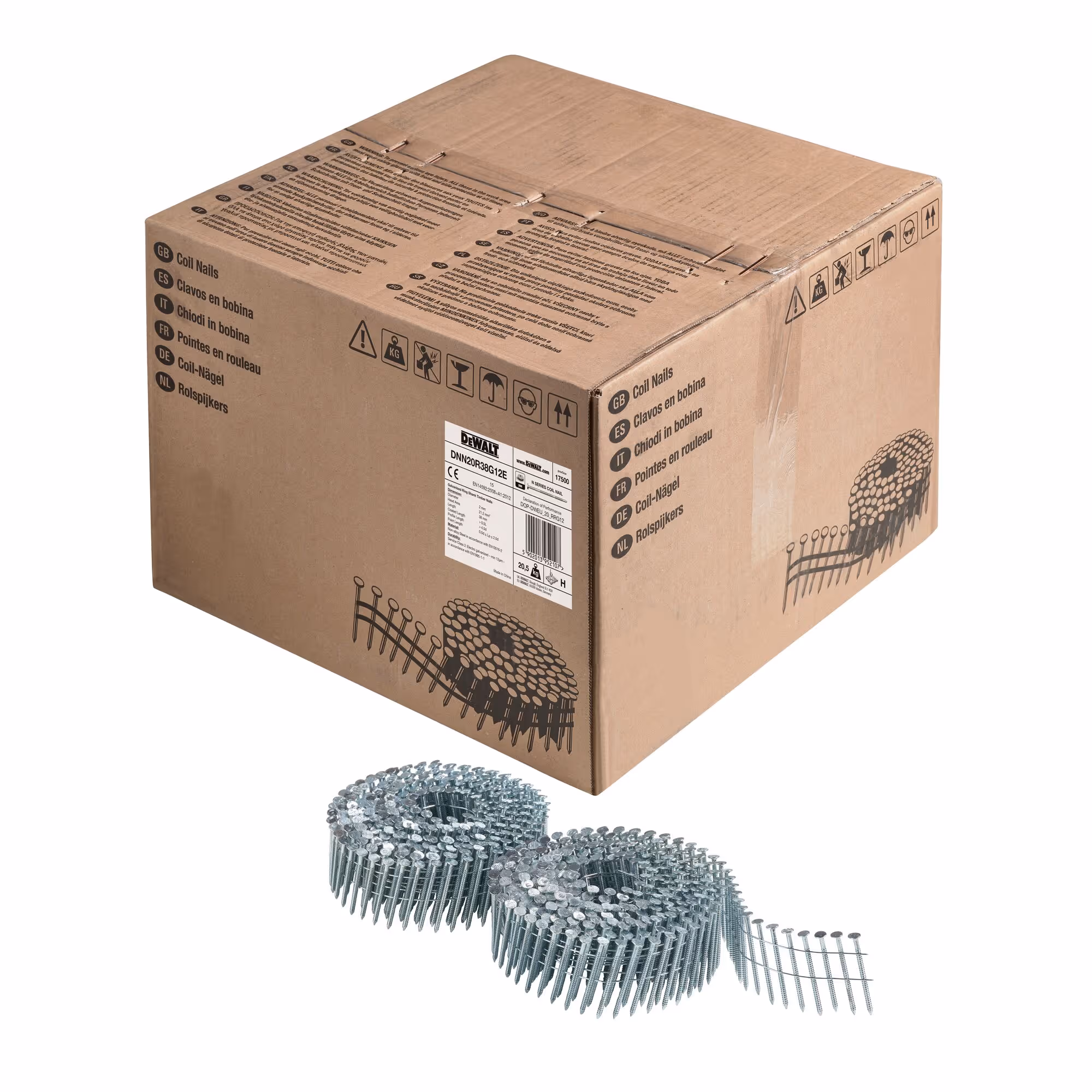 Pointes en rouleau crantées électro-zinguées 2,03 x 38 mm