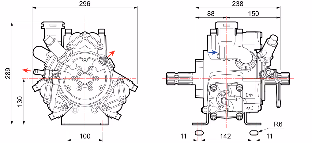 Pompe 51 L/min Comet APS51 1"3/8M - 1"3/8F Adaptable