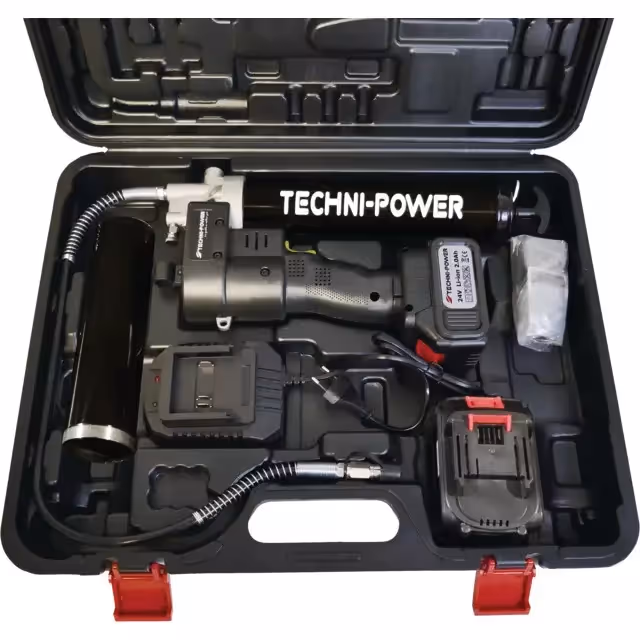 Pompe a graisse electrique 24v 2,0 ah 2 accus techni-power cartouche standard et Lube Shuttle