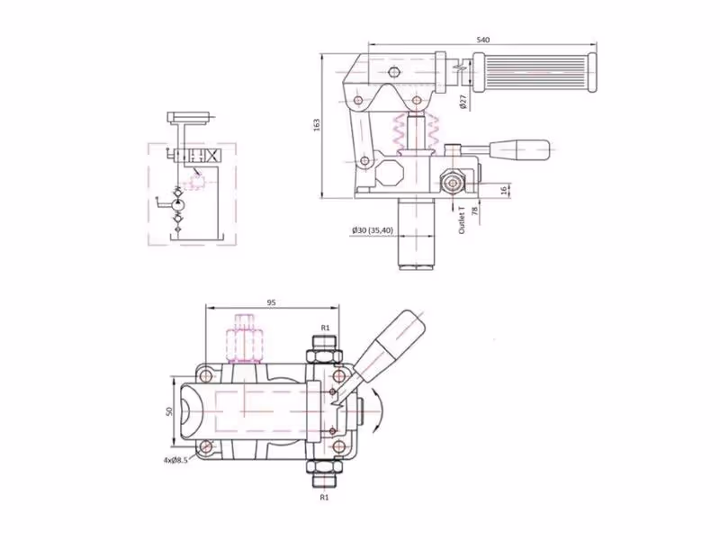Pompe à main hydraulique - Double Acting, Cylindrée cm³: 12CC, Tank Capacity litres: 5 litre(s)