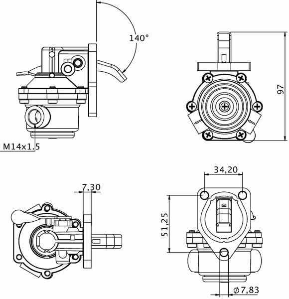 Pompe d'alimentation 3 vis. sur pompe à injection. Fendt F208200710030 adaptable
