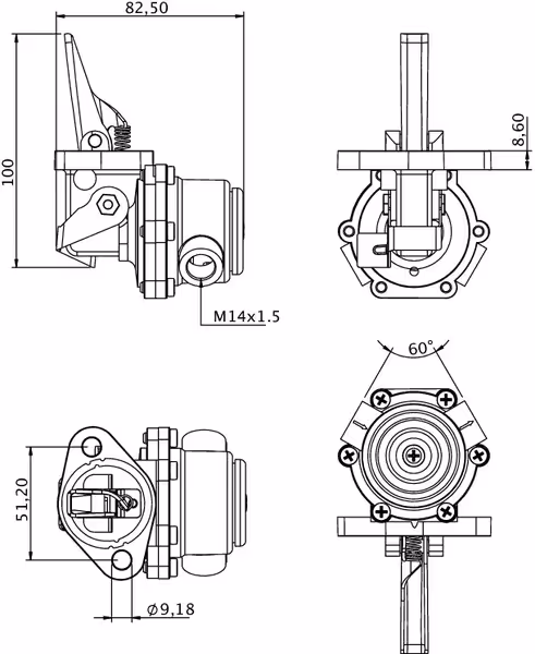 Pompe d'alimentation Levier 52 mm Renault 6005007513