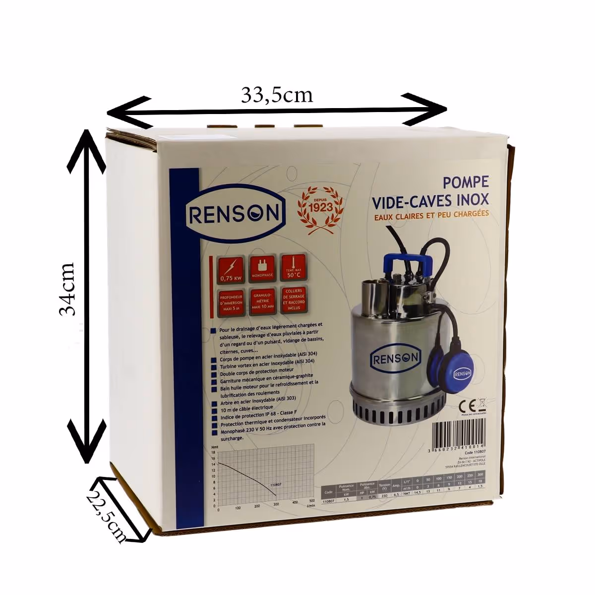 Pompe de relevage 230v 0,75kw inox eaux peu chargees
