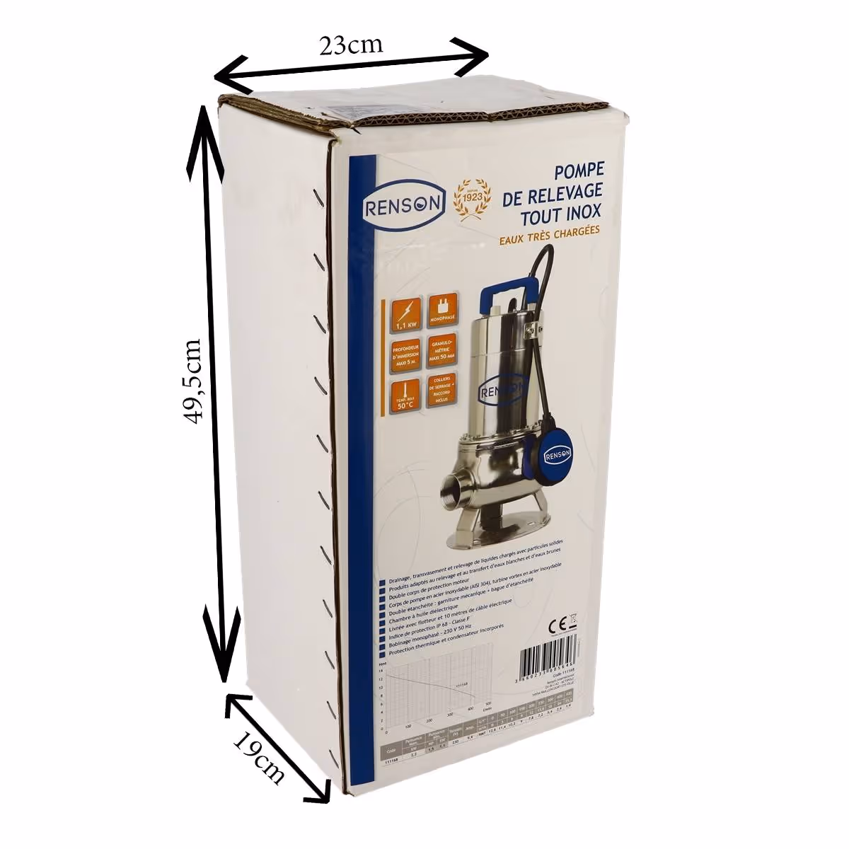 Pompe de relevage 230v 1,1kw inox eaux chargees