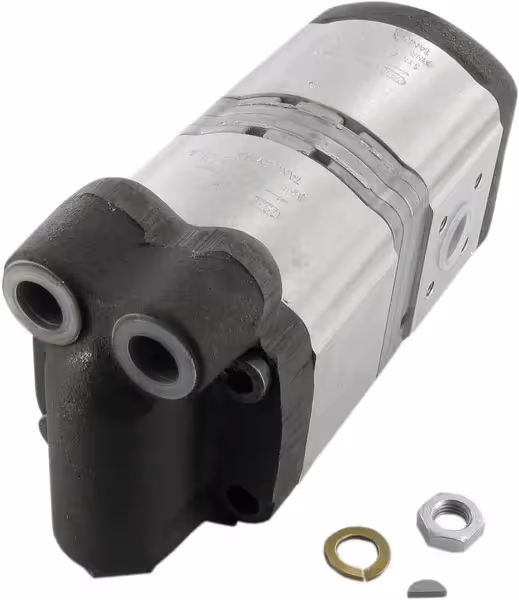 Pompe hydraulique double 8 + 8 cc sans diviseur de débit et avec soupape de surpression - adaptable sur tracteurs Case IH - ref 0510565314