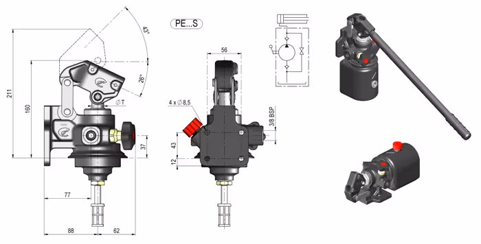 Pompe hydraulique manuel SE avec réservoir plastique 4L