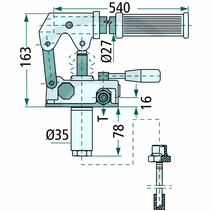Pompe manuelle hydraulique 25 cm³ à Levier pour béquille hydraulique double effet
