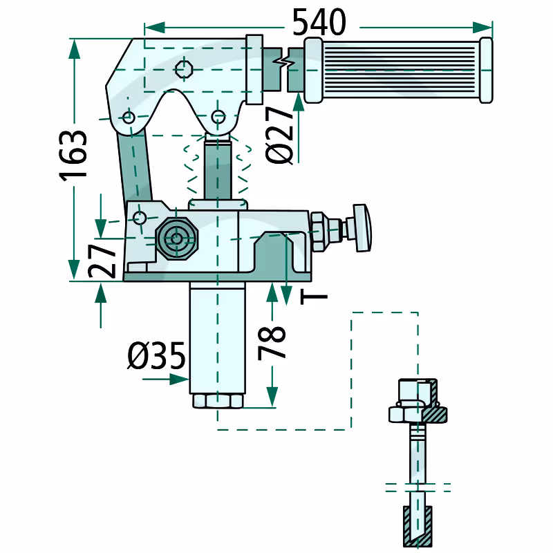 Pompe manuelle hydraulique 25 cm³ à Levier pour béquille hydraulique simple effet