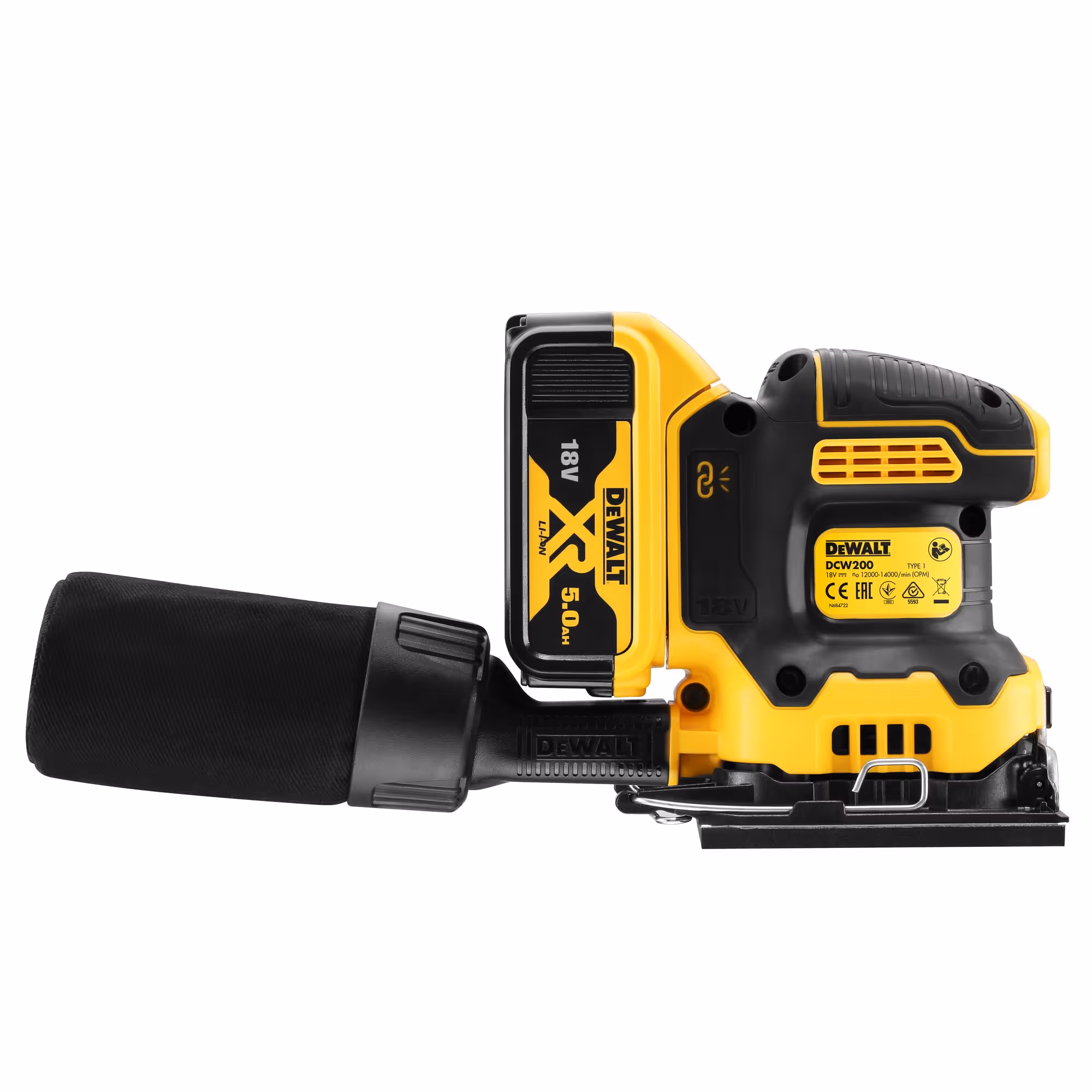 Ponceuse 1/4 de feuille XR 18V 5Ah Li-Ion Brushless