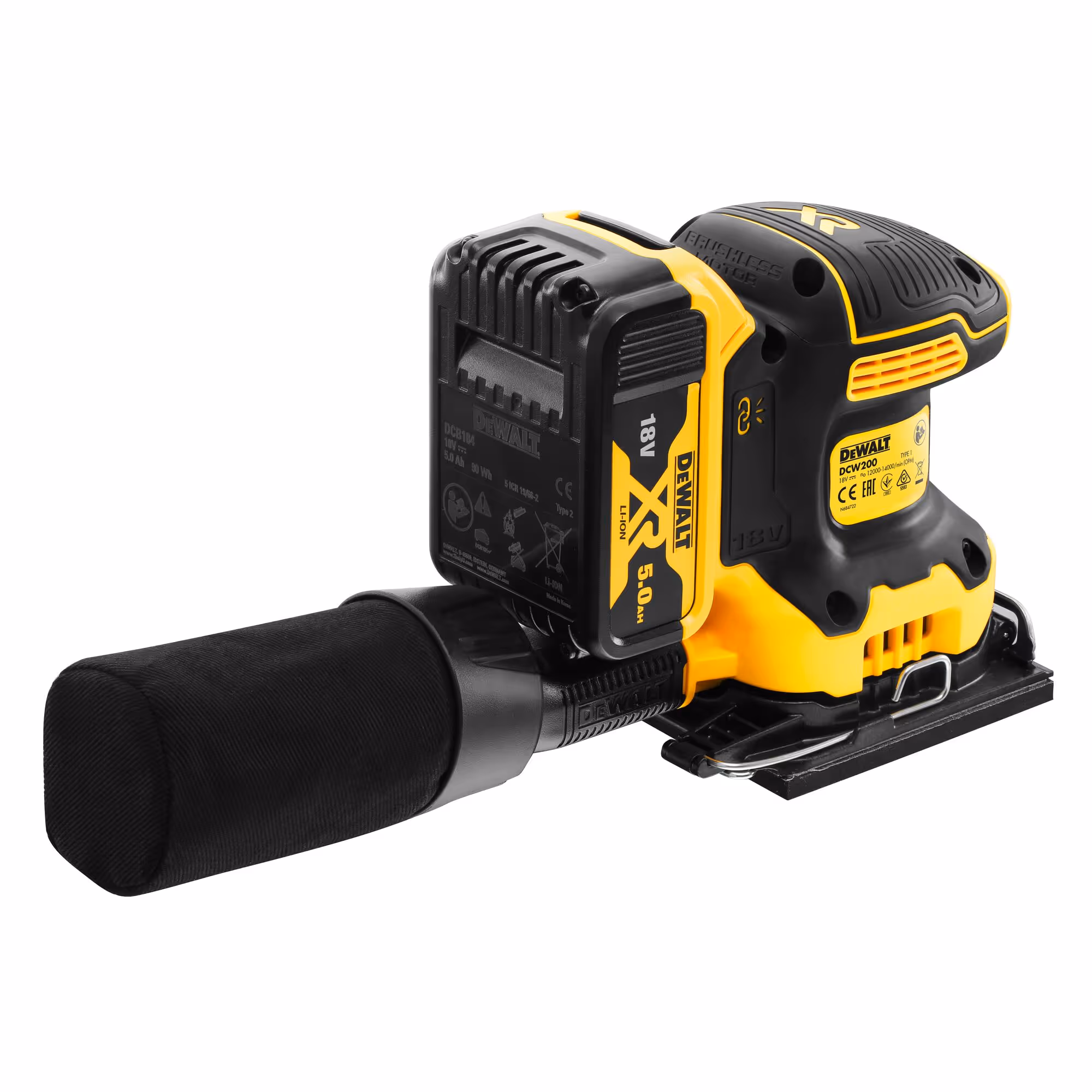Ponceuse 1/4 de feuille XR 18V 5Ah Li-Ion Brushless