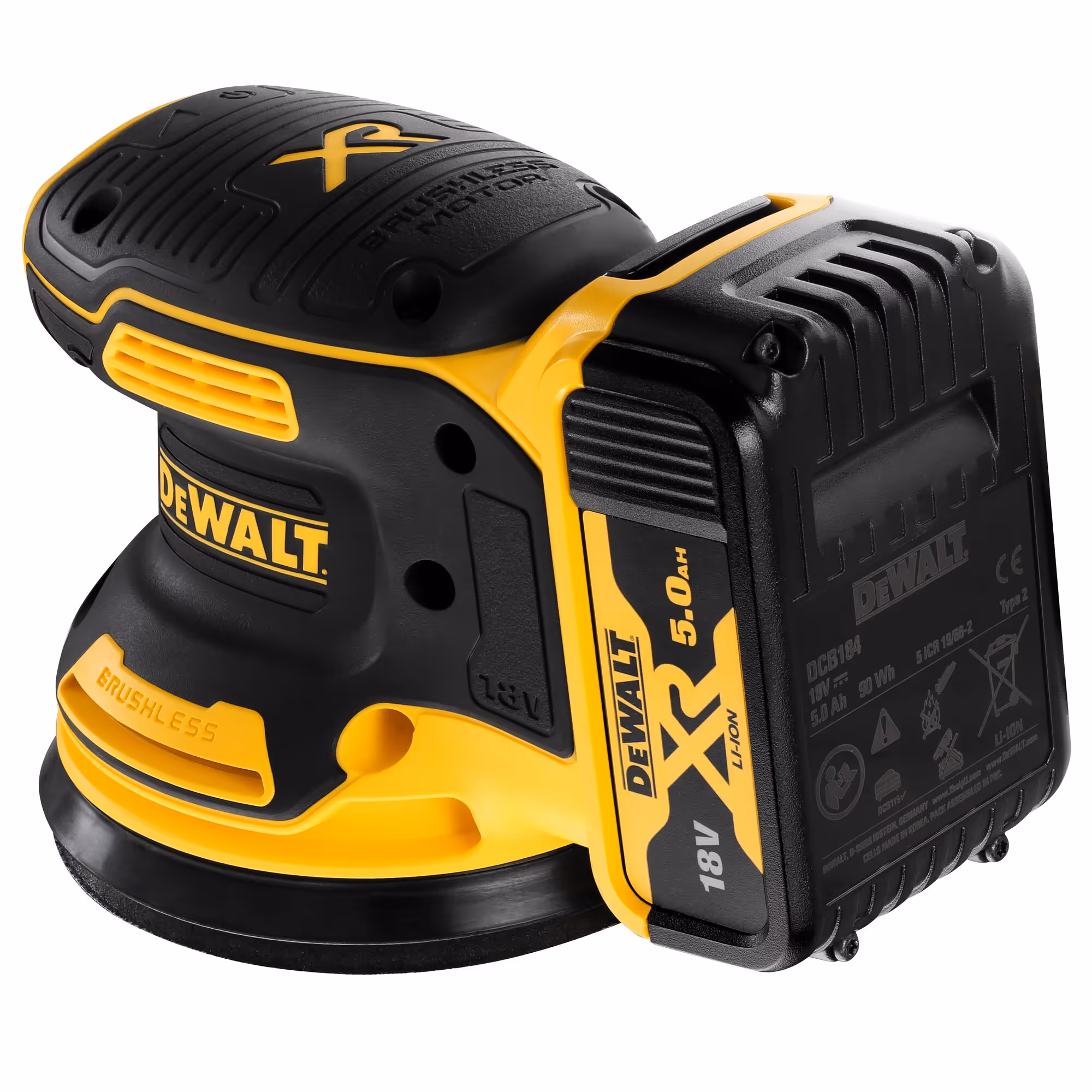 Ponceuse excentrique XR 18V 5Ah Li-Ion Brushless 125 mm avec batteries
