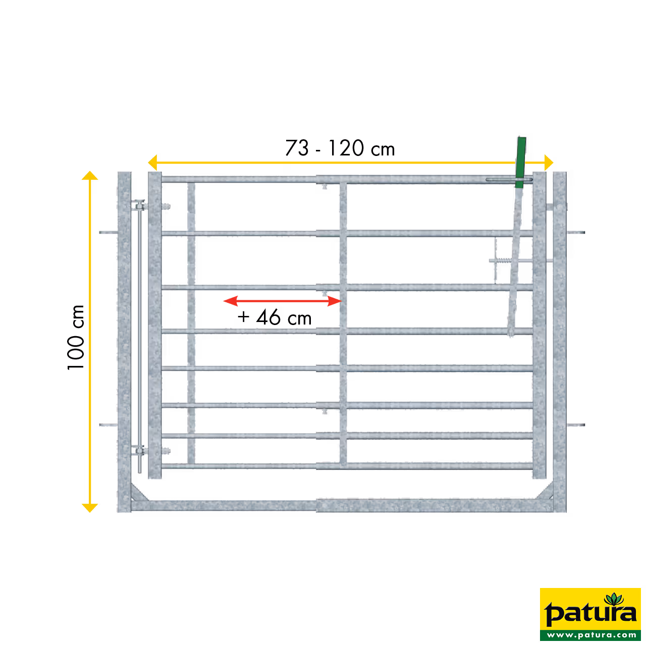 Porte avec cadre extensible L = 0,94 - 1,39 m /  h = 1,00 m