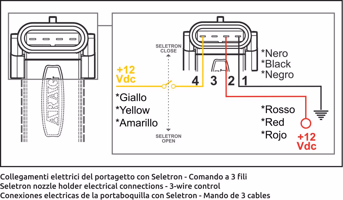 Porte buse 1/4 tour électrique Arag 1/2'' kit bout de rampe 4065T440