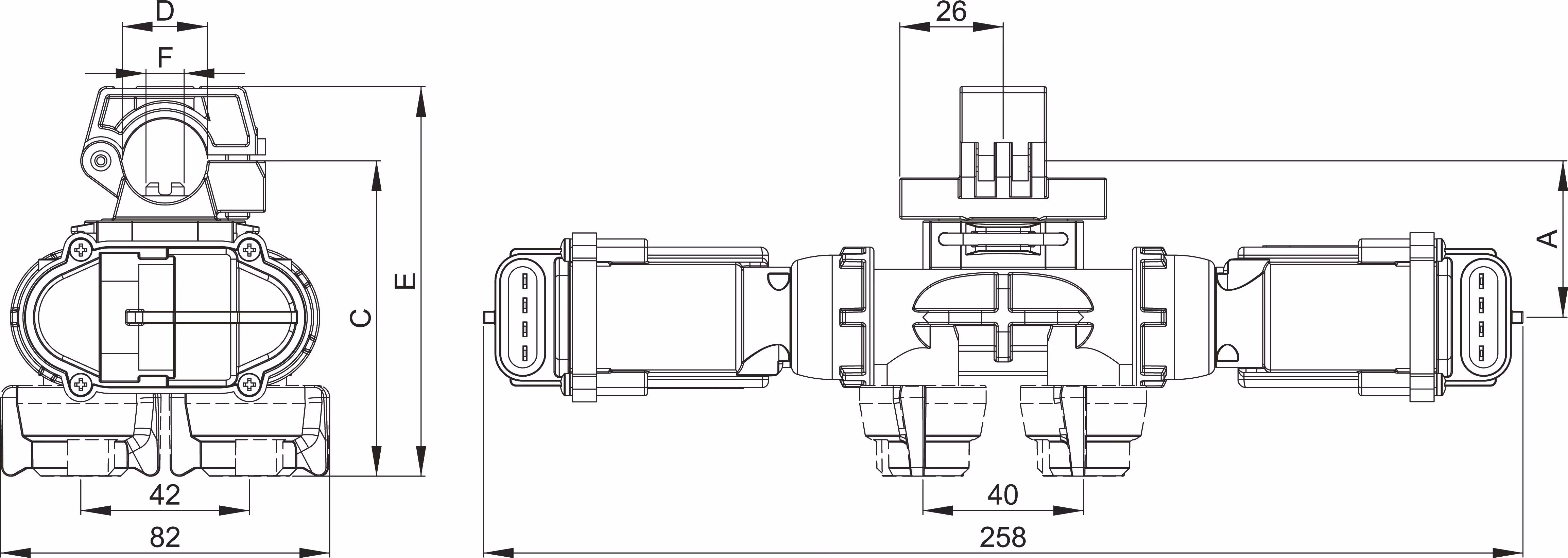 Porte buse quadrijet 1/4 tour électrique Arag Ø25 mm tenon 10 mm 4063T95A0