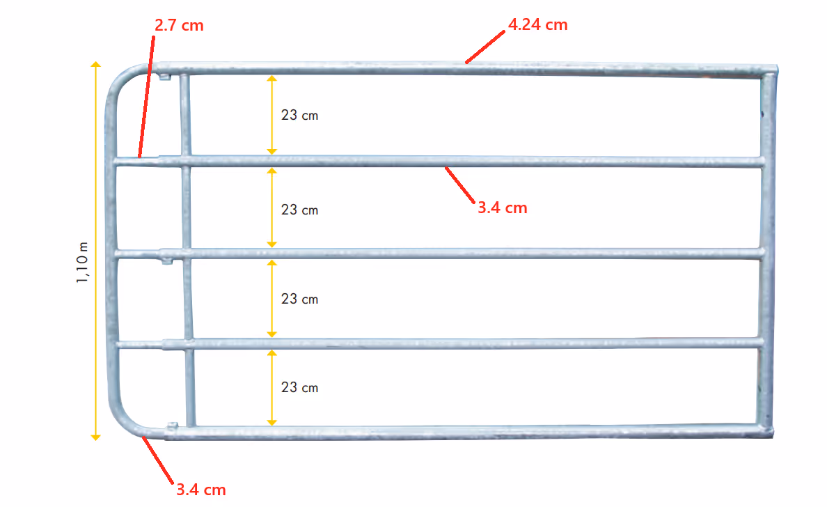 Porte de prairie Profi extensible hauteur 1,10 m, extension 5,00 - 6,00 m visserie comprise