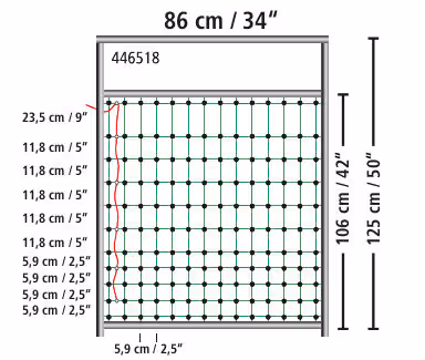 Porte E pour filet de 95 à 125cm, 125x86cm