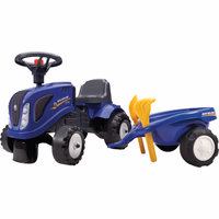 PORTEUR NEW HOLLAND T7 BLEU AVEC REMORQUE