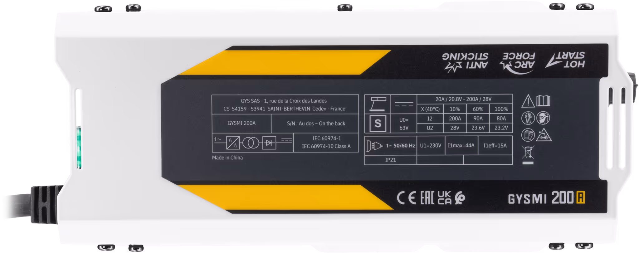 Poste à souder à l'électrode Gys Gysmi 200A monophasé avec valise et accessoire
