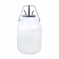 Pot plastique + couvercle inox 2 entrées 30L