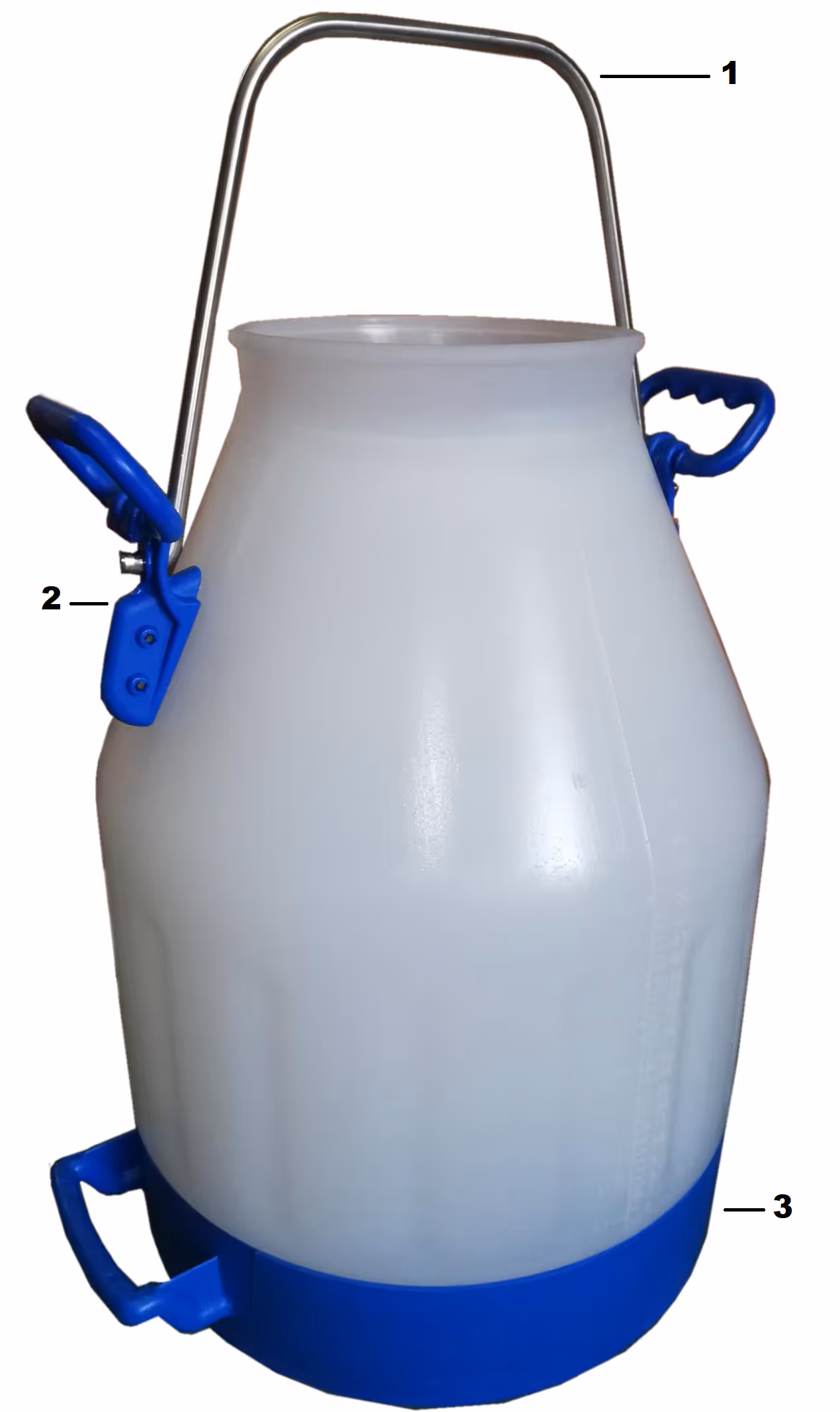 Pot traite pp bleu 30lpoignees+anse
