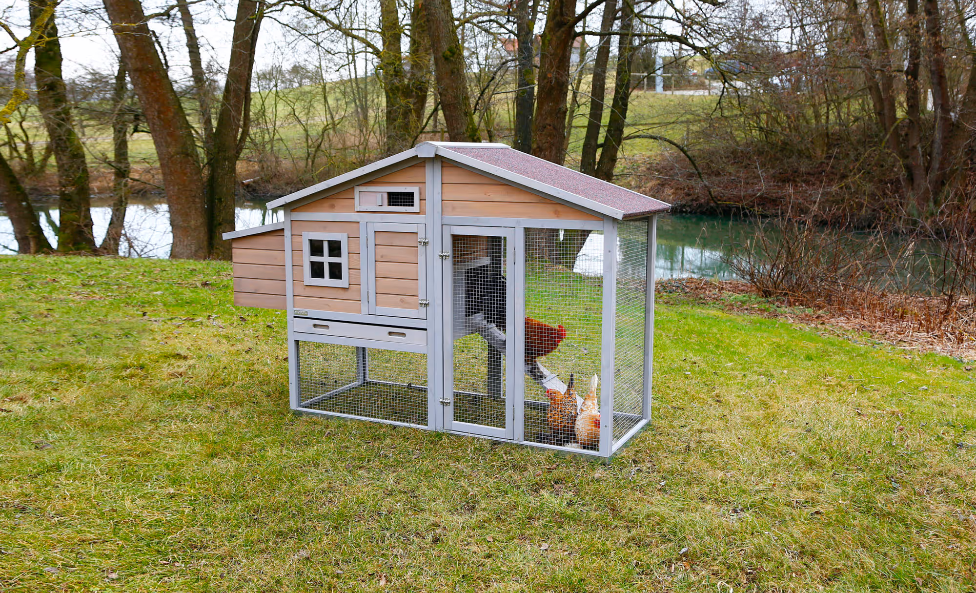 Poulailler Bonny 181X65X118cm, cadre sol métal