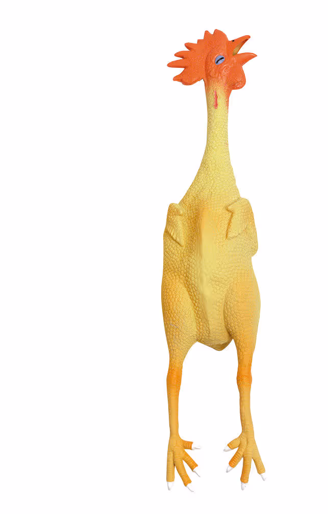 Poulet jaune/rouge, latex, 23cm