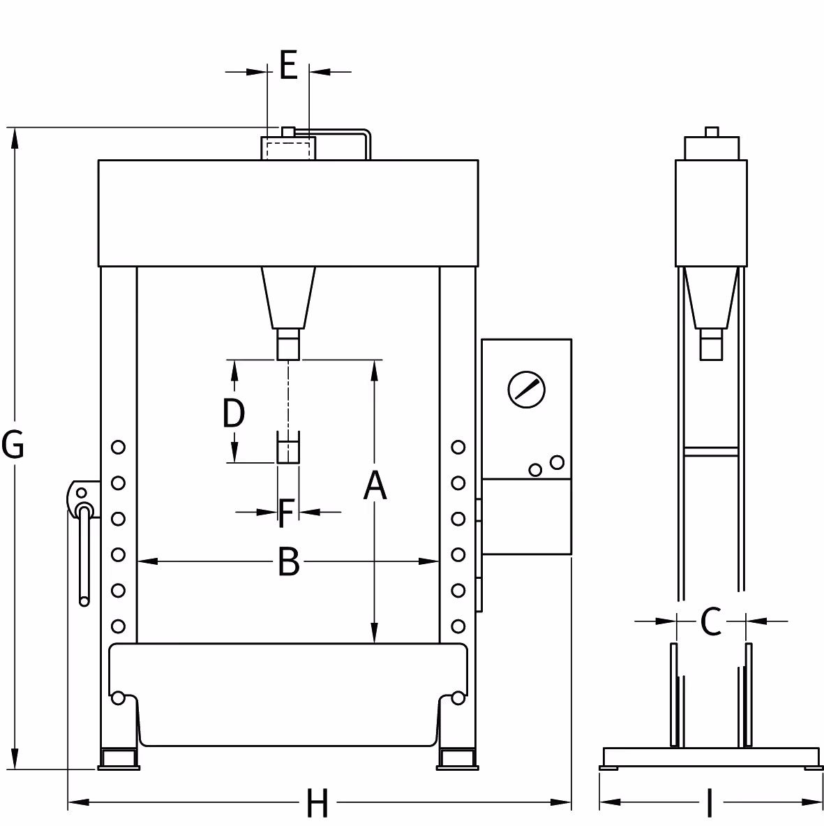 Presse d'atelier electro-hydraulique verin double effet 40t compac