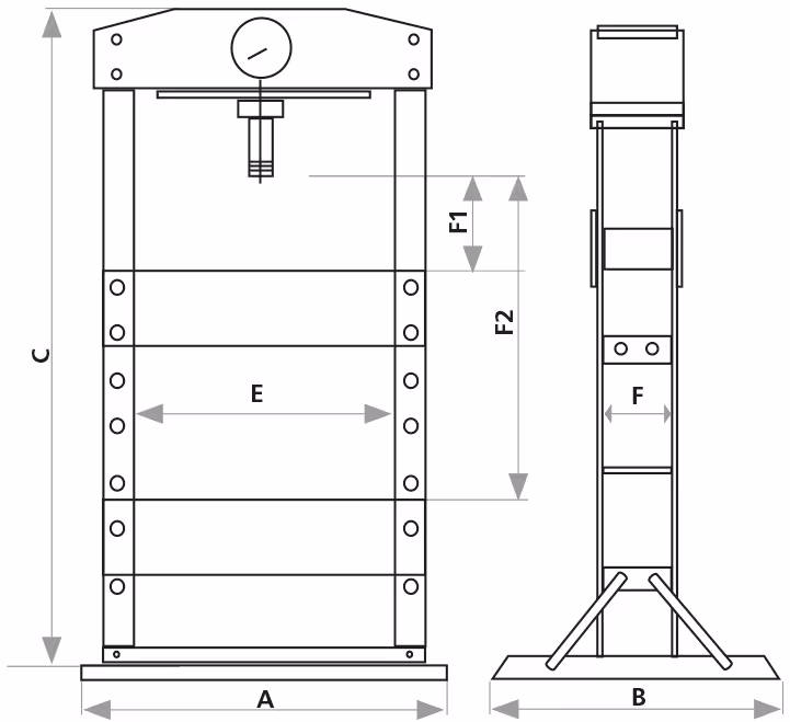 Presse d'atelier 40T manuelle et pneumatique