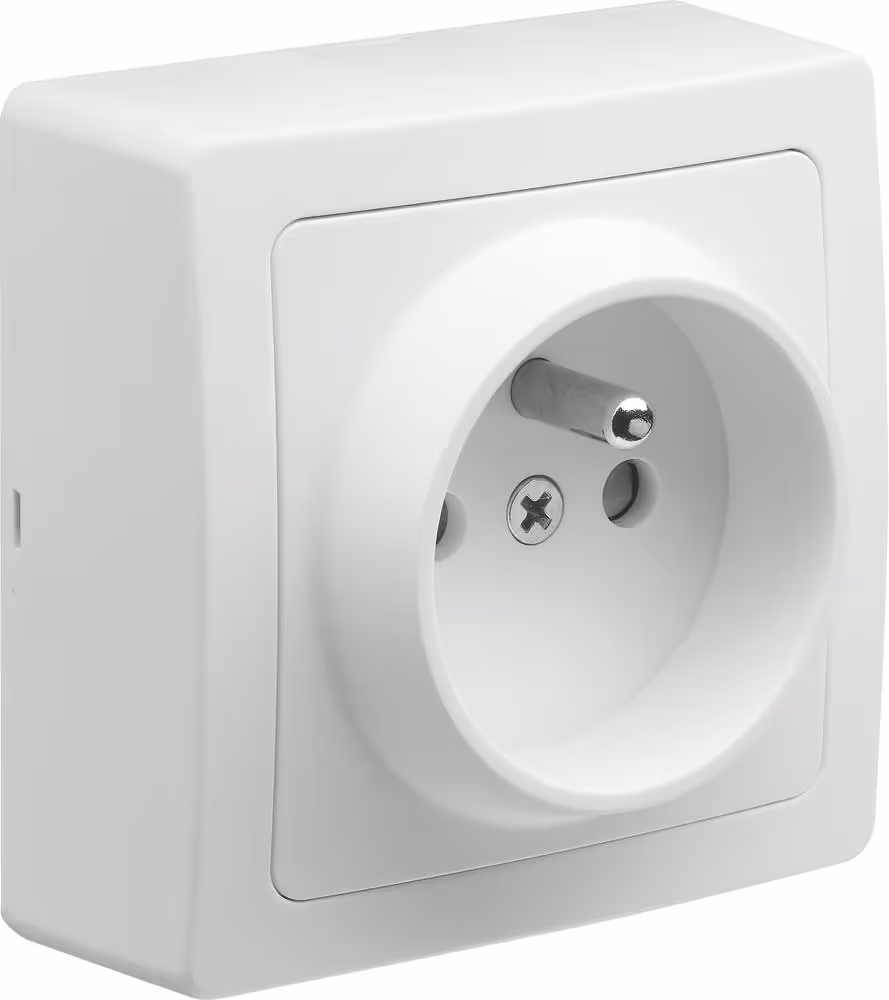 PRISE 2 POLES AVEC TERRE EN SALLIE 16A 250V BLANC