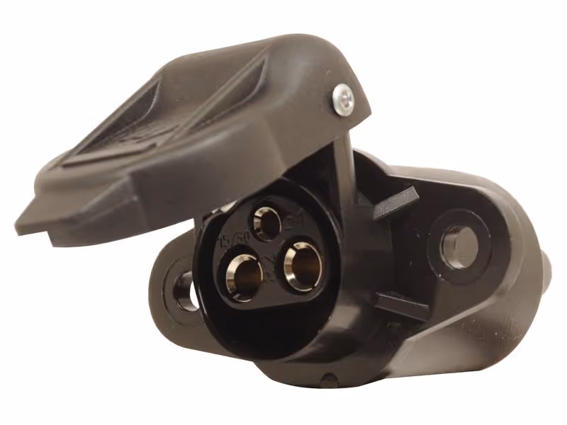 Prise 3 plots (broches Femelle, 2 trous de fixation) Plastique - adaptable sur tracteurs New Holland, Fiat - ref 82005494