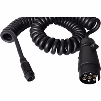 Prise 7 plots male plastique avec cable spirale 5m connexion rapide male  8 pin techni-power