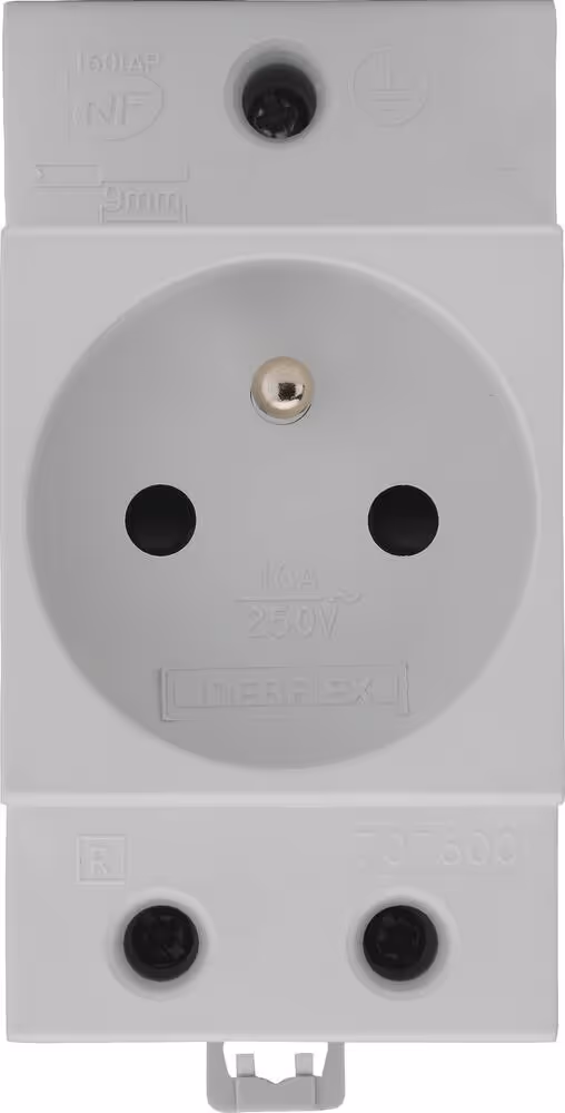 PRISE DE COURANT MODULAIRE 2P+T 10/16A GRIS