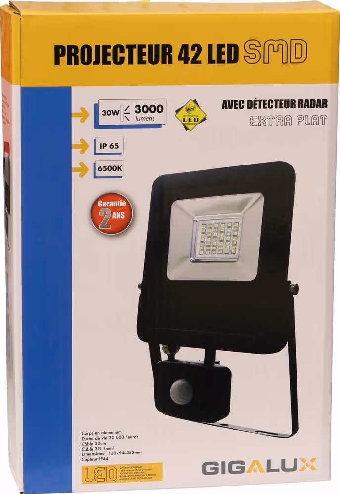 PROJECTEUR LED EXTRA PLAT 30W AVEC DETECTEUR RADAR