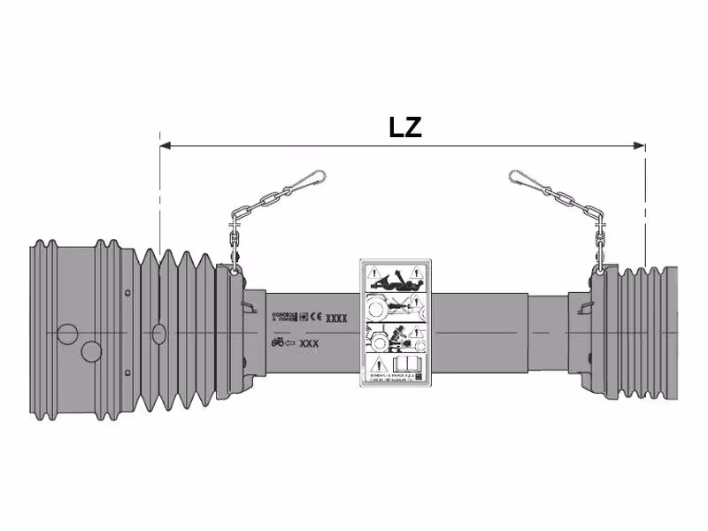 Protecteur de cardan SFT H7-80° Longueur (Lz): 1210mm (Livrée avec 1 x 86mm,1 x 89mm & 128mm bagues) - ref 5CH7121FXWS