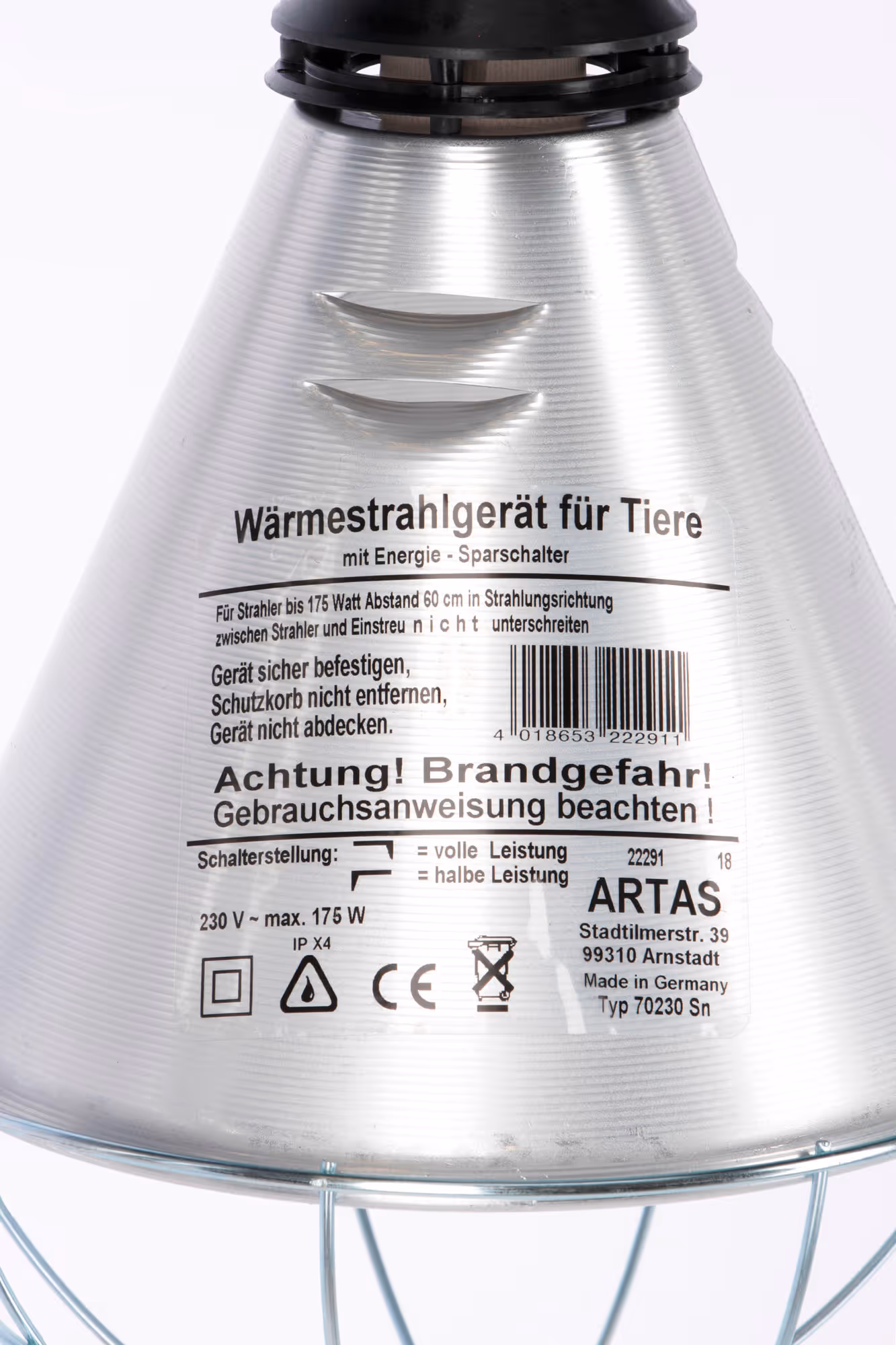 Protecteur de lampe infrarouge Ø21cm, câble 5m, économiseur