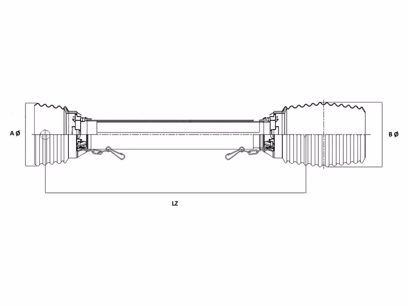 Protecteur de transmission complet avec bagues (M), Longueur (Lz): 1360mm, Taille: Garde moyenne. (Livrée avec 2 x 50mm bagues)