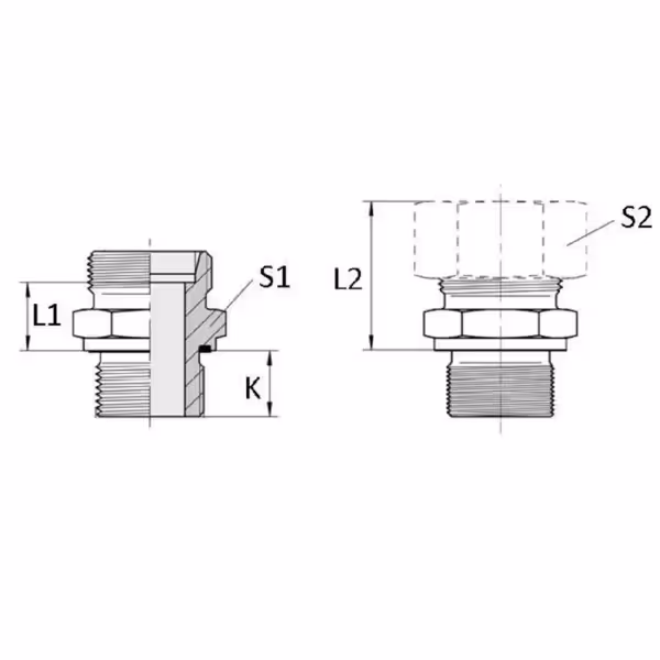 Raccord 10L - 3/8'' BSP à bague coupante + joint