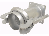 Raccord à bride carrée - modèle long - Mâle 5'' (133mm) x 5'' (125mm) (Galvanisé)