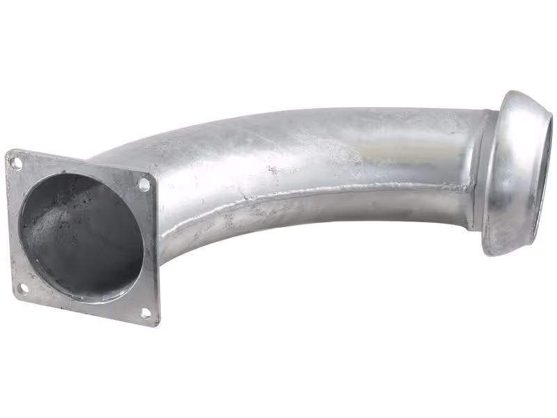 Raccord avec bride carrée, coudé 90° - Mâle 6'' (159mm) x (150mm) (Galvanisé)