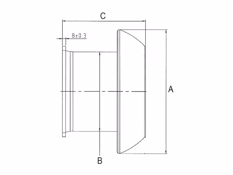 Raccord avec bride carrée - Mâle 6'' (159mm) x (150mm) (Galvanisé)