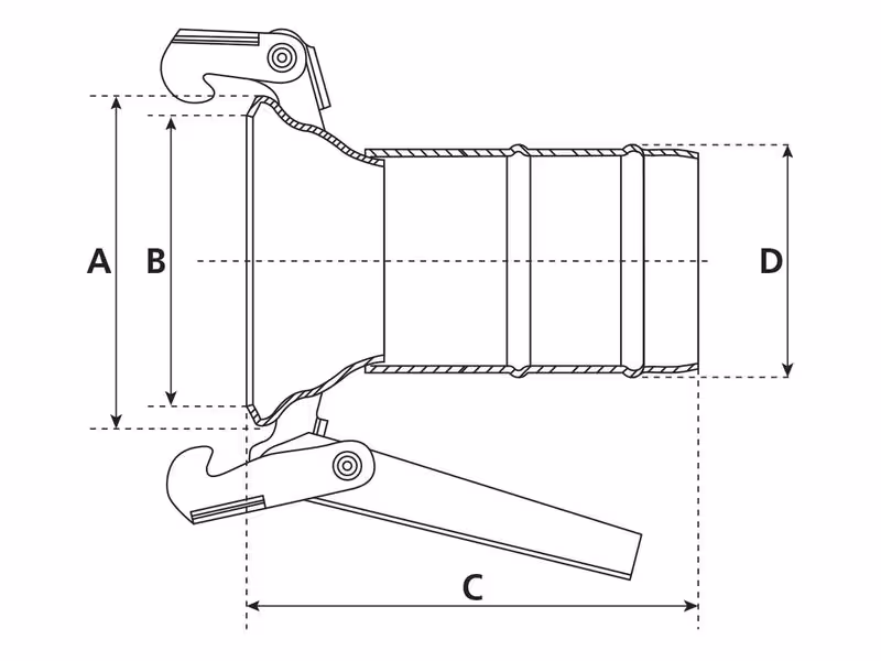 Raccord avec embout - Femelle 4'' (100mm) x4'' (100mm) (Galvanisé)