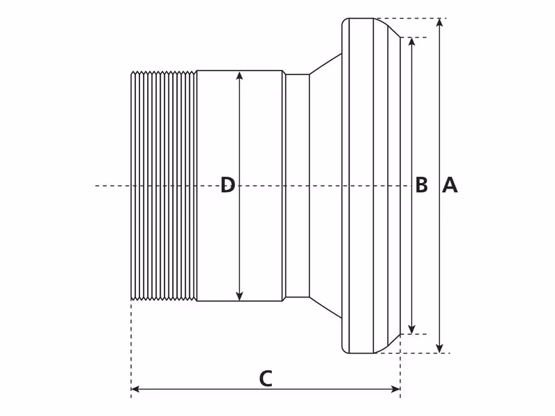 Raccord avec embout fileté - Femelle 4'' (108mm) x 4'' (Galvanisé)