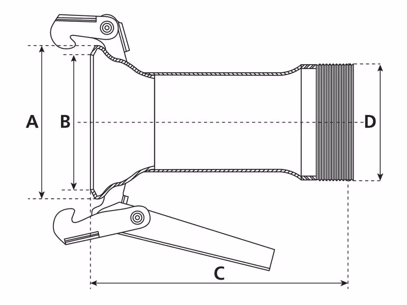 Raccord avec embout fileté - Femelle 6'' (150mm) x 6'' (Galvanisé)