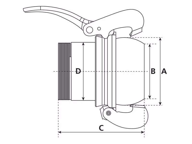 Raccord avec embout fileté - Mâle 5'' (133mm) x 5'' BSPT (Galvanisé)
