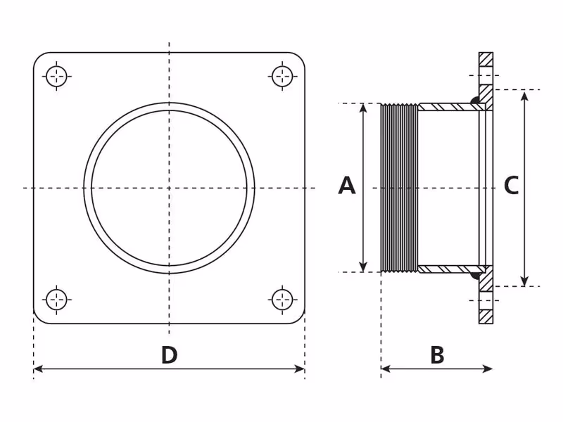 Raccord bride / fileté 6'' BSPT (150mm) (Galvanisé)