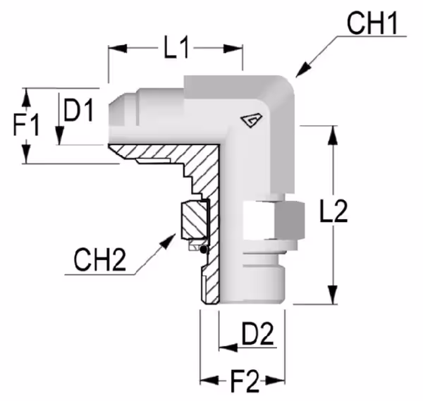Raccord coudé 90° mâle 9/16 - 1/4 UNF - BSP