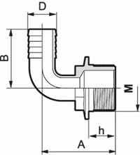 RACCORD COUDE MALE 1/2" - D.13