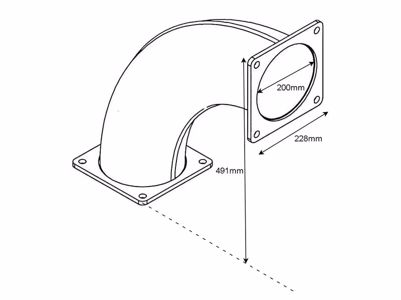 Raccord double bride, coudé 90° 8'' (200mm) (Galvanisé)